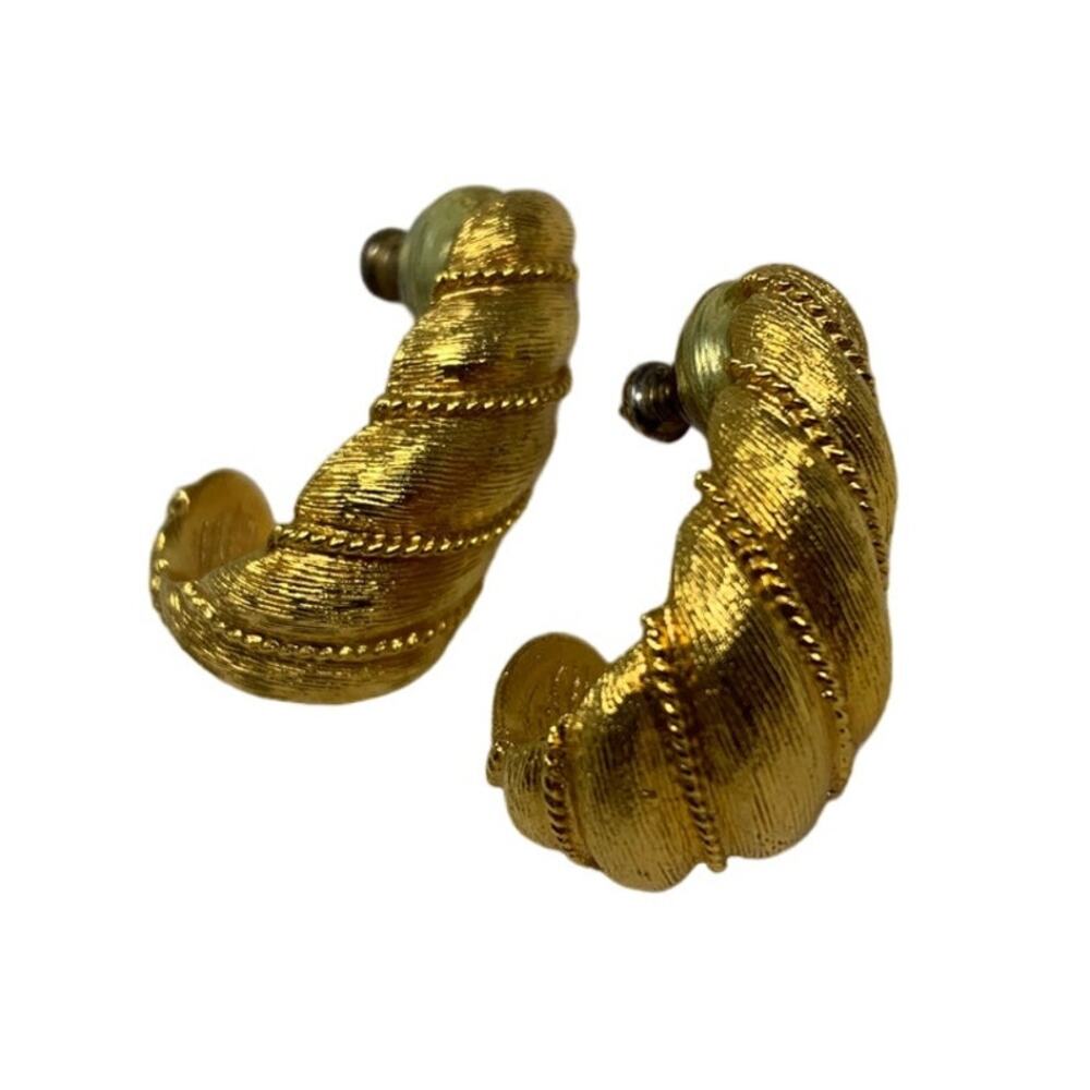 Vintage 1980s Napier Drop Earring Set Gold Tone Metal Pierced Ears